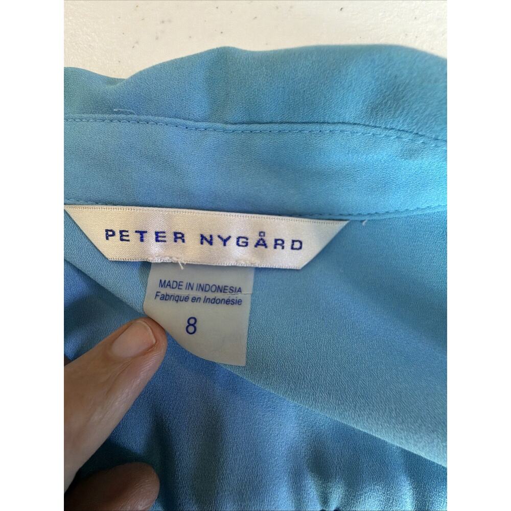 Peter Nygard Long 8 Blue Floral Sleeveless victorian resort vacation Dress vest - Picture 9 of 12